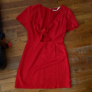 KIMCHI BLUE Elegant Red Tie-Front Dress